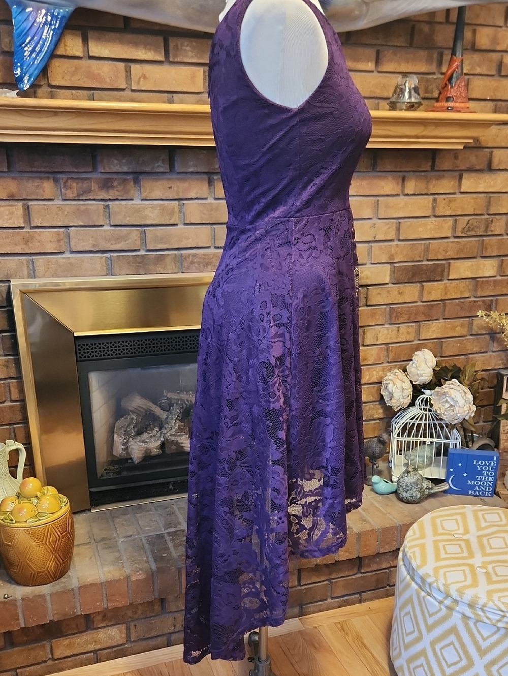 Purple Lace High Low Midi Dress Whimsigoth Halloween Fairy Witchy flowy feminine